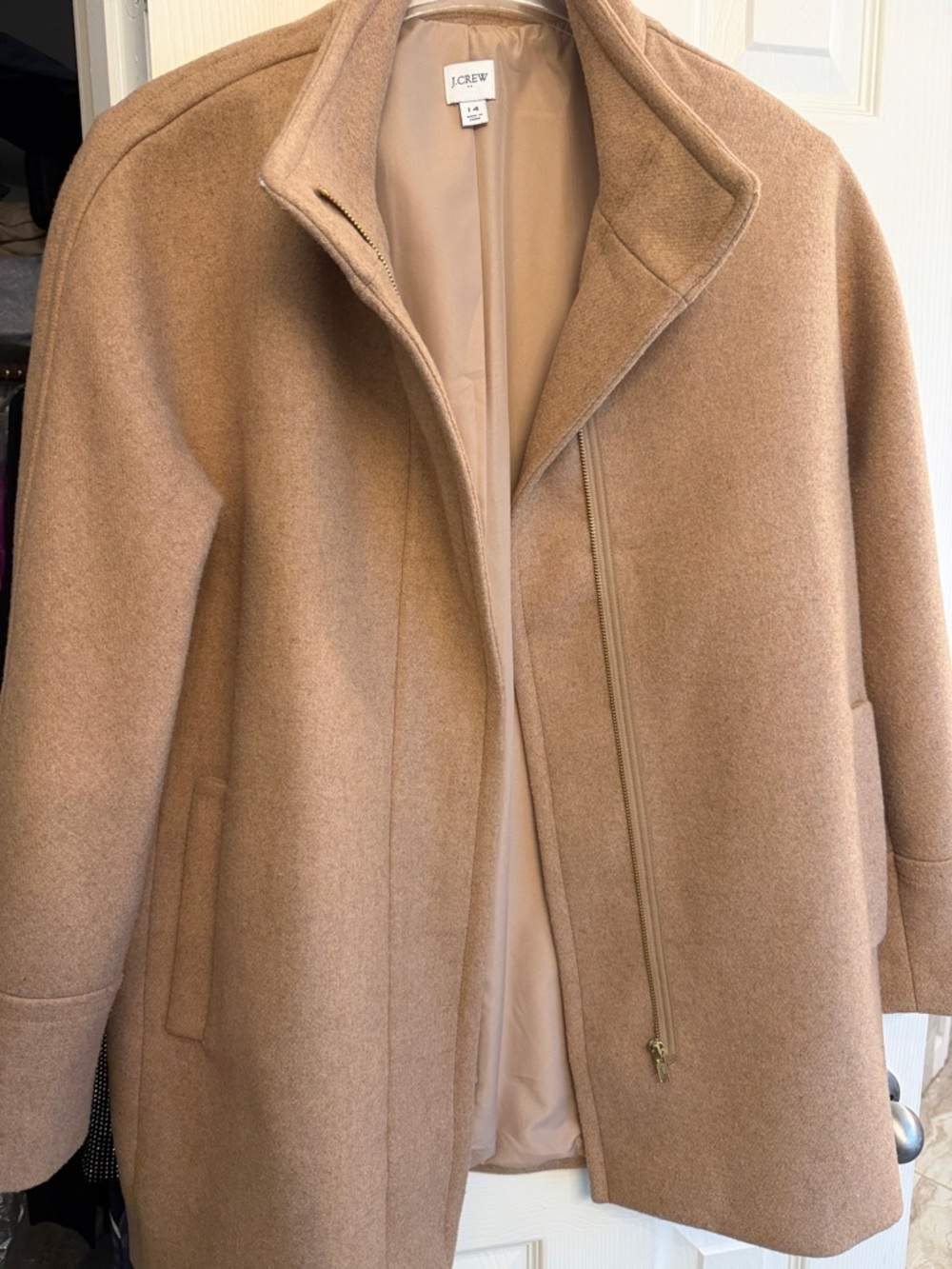J. Crew Women's Tan Wool Blend Pea Coat